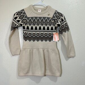 Gymboree cream colored sweater dress with black/gold bling. Size 5T. NWT
